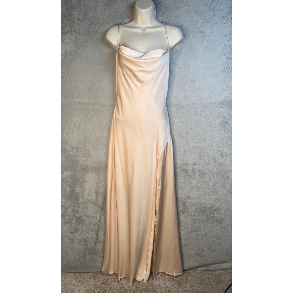 Astr cowl-neck maxi slip dress in light blush